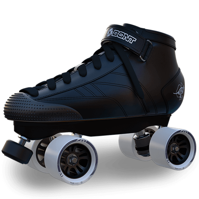 Bont roller skate. Black boot with white wheels.